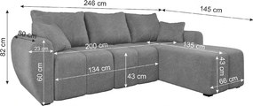 Rozkladacia obojstranná sedacia súprava do L SEVIO 246x145 cm, krémová + 2 vankúšiky ZDARMA
