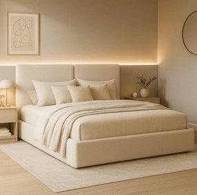 Posteľ 160x200 MARSEILLA s úložným priestorom krémová buklé