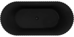 Mexen Paola, voľne stojaca vaňa, drážkovaná, 150 x 75 cm, čierna matná, čierna matná, 52721507571-70