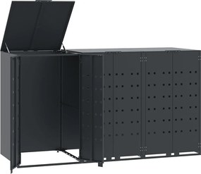 vidaXL Úložisko na 3 koše na kolieskach antracitové 207x79x117 cm oceľ