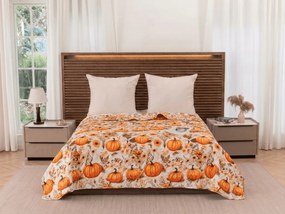Prehoz na posteľ FLOWERS AND PUMPKINS, oranžový Rozmer: 220 x 240 cm