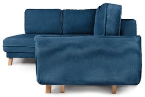 Modrá menčestrová rozkladacia rohová pohovka (ľavý roh) Tori – Bonami Selection