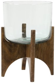 Sklenená váza/svietnik na drevenej nohe Jace - Ø31*43 cm