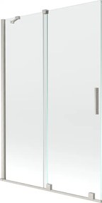 Mexen Velar, 2-krídlová posuvná vaňová zástena 120 x 150 cm, 8mm číre sklo, brúsená oceľ, 896-120-000-01-97