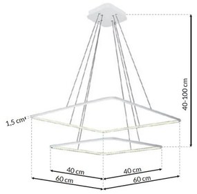 Závesné LED svietidlo Nix, 2x LED 50w, 3000k, w