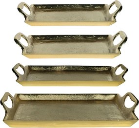 Zlatý kovový servírovací podnos s uchami Tray Raw S - 25*13*5cm