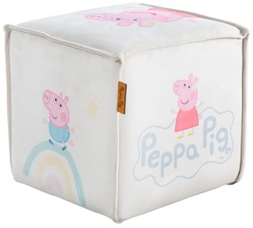 Biely zamatový detský puf Peppa Pig – Roba