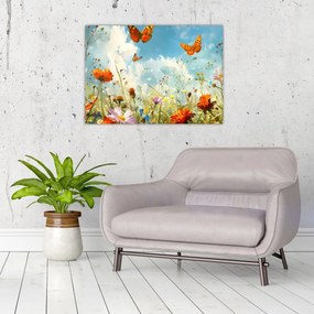 Obraz - Motýle na letnej lúke (70x50 cm)