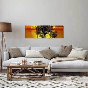 Obraz siluety stromu (s hodinami) (90x30 cm)