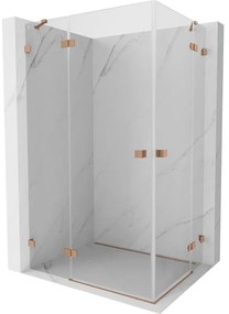 Mexen Lunar Duo, výklopný sprchový kút 120 x 70 cm, 8mm číre sklo, profil medená matná, 834-120L-070P-65-00