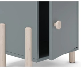Detský nočný stolík sivozelený z borovicového dreva Enola – Marckeric