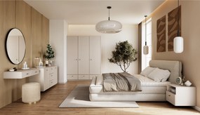 Závesný toaletný stolík Lorini 100 cm - kašmírová / čierne úchytky T