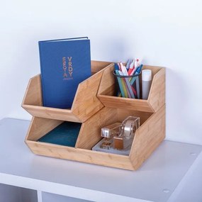 Bambusový organizér, úložný box 2-komorový, dvojitý, DOUBLE CAJA, 34x31x13
