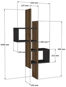 Nástenná polica EMSE 108x53,8 cm hnedá/antracit