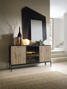 Komoda Sento s LED osvětlením 154 cm dub wotan/černá II