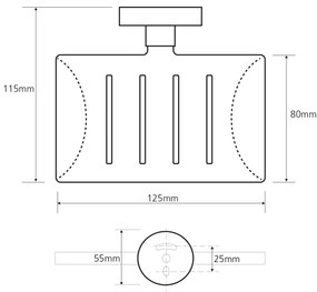 Sapho Sapho, X-ROUND mydeľnička obdĺžniková s otvormi, chróm, XR804
