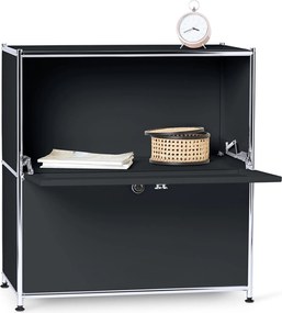 Nízka kovová odkladacia skrinka »CN3« s výklopnými priehradkami, čierna