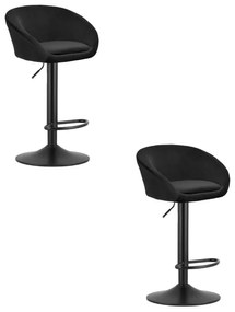 Set dvoch barových stoličiek EAST zamatové čierne (čierna noha) 2 ks