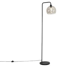 Moderná stojaca lampa čierna s efektom dymového skla - Maly