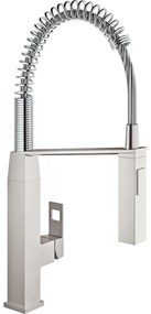 GROHE Eurocube profesionálna páková drezová batéria, flexibilné rameno so sprškou s prepínaním, 2jet, výška výtoku 158 mm, Supersteel, 31395DC0