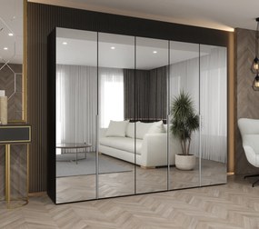 Šatníková skriňa 250 cm Alice 3 (čierna + kašmír). Akcia -20%. Vlastná spoľahlivá doprava až k Vám domov. 1126240