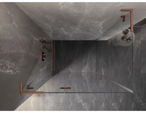 Mexen Lunar, L sklápací sprchový kút ľavý 85 x 70 cm, 8mm číre sklo, profil medená matná, 834L-085-070-65-00-L