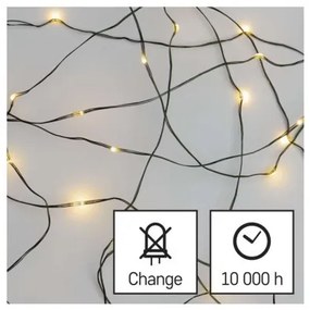 Vánoční LED řetěz Nanos zelený s časovačem 15 m teplá bílá