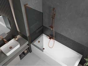 Mexen Next L, 1-krídlová vaňová zástena 60 x 150 cm, 6mm šedé sklo, ružové zlato profil, 895-060-000-03-40-60