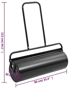 Záhradný valec na trávnik čierny 63 l železo a oceľ