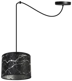 Závesné svietidlo Werona Spider, 1x čierne textilné tienidlo so vzorom, s