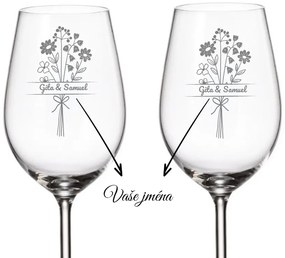 Svadobné poháre na biele víno LÚČNE KVIETI