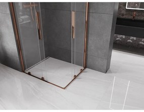 Mexen Velar Duo, sprchový kút s posuvnými dverami 90(dvere) x 80(dvere) cm, 8mm číre sklo, ružové zlato profil, 871-090-080-02-60