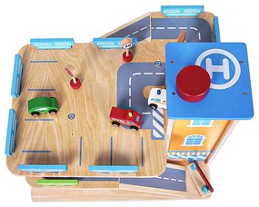 Wellhox Drevená garážová dráha s výťahom + autá