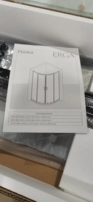 Erga Peoria, štvrťkruhový sprchový kút s posuvnými dverami 100(dvere) x 100(stena) x 190 cm, 6mm číre sklo, chrómový profil, ERG-Q02-PEORIA-D100D100-CL-CR