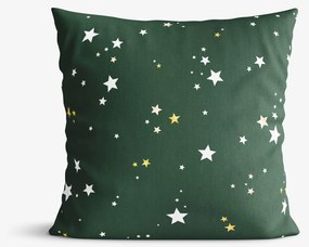Goldea vianočná dekoračná obliečka na vankúš - hviezdičky na zelenej 45 x 45 cm