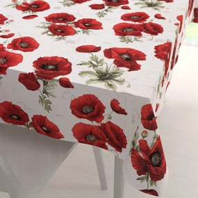 Biante Bavlnený obdĺžnikový obrus Sandra SA-632 Vlčie maky na bielom 60x100 cm