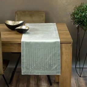 Dekorstudio Behúň na stôl ROYAL 3 z lesklého zamatu s kamienkami v striebornej farbe Rozmer behúňa (šírka x dĺžka): 35x180cm