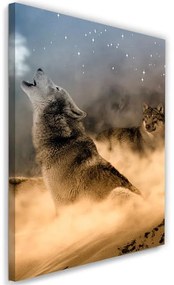 Gario Obraz na plátne Dvaja vlci vyjú v noci na mesiac Rozmery: 40 x 60 cm