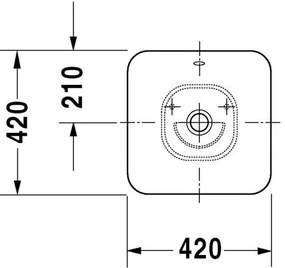 DURAVIT Bacino umývadlová misa bez otvoru, s prepadom, 420 mm x 420 mm, 0333420000