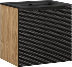 Comad Kúpeľňová skrinka s keramickým umývadlom Ocean Black 60 cm - čierna mat