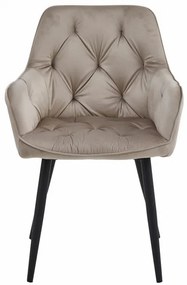 Set dvoch jedálenských stoličiek JORK zamatové, tmavobéžové (čierne nohy) 2 ks