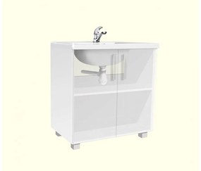 Kúpeľňová skrinka s umývadlom K22 farba korpusu: Agát, farba dvierok: Bielé lamino