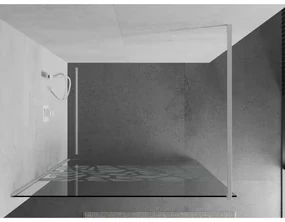 Mexen Kioto, Walk-In sprchová zástena 90 x 200 cm, 8mm sklo číre/biely vzor, biely profil, 800-090-101-20-85