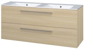Mereo Mereo, Bino, kúpeľňová skrinka s keramickým umývadlom 121 cm, biela, dub, MER-CN633
