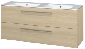 Mereo Mereo, Bino, kúpeľňová skrinka s keramickým umývadlom 121 cm, biela, dub, MER-CN633