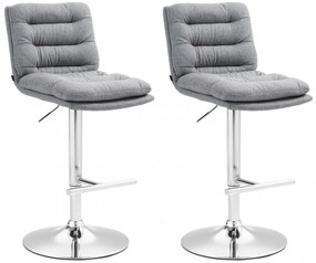 Design-Shop 2x Barová stoličkaDamar - látka, chróm rám - sivá