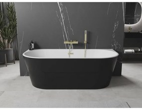 Mexen Oval, voľne stojaca nástenná vaňa 170 x 80 cm, biela-čierna, zlatý lesklý prepad, 52671708075-50