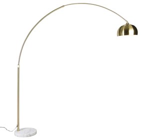 Oblúková stojaca lampa mosadz s bielym mramorovým podstavcom nastaviteľná - XXL