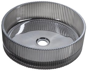 Sapho Sapho, ANHELO gravírované sklenené umývadlo na dosku priemer 39,5cm, čierna, TY317B