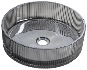 Sapho Sapho, ANHELO gravírované sklenené umývadlo na dosku priemer 39,5cm, čierna, TY317B